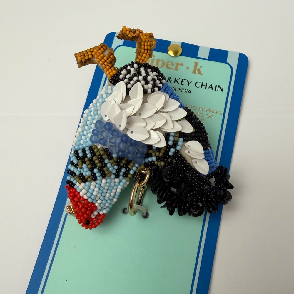 NWT ⚜️💙⚜️ Haute Hippie Beautiful Rooster Bag Charm Keychain - Picture 8 of 14